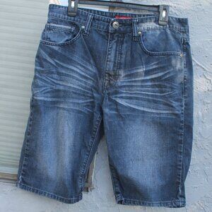 Guess Dark Blue Denim Jean Shorts Woman Size 16 Walking Bermuda Casual 5 Pockets